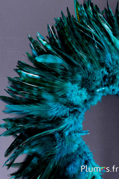 Frange coq chin roux - long. plumes 10-15 cm - jade